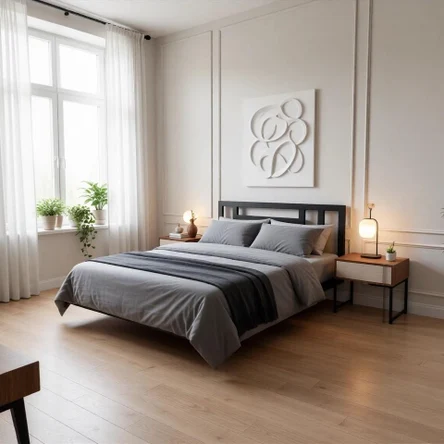 Кровать парящая металлическая 120х200 двуспальная, черная