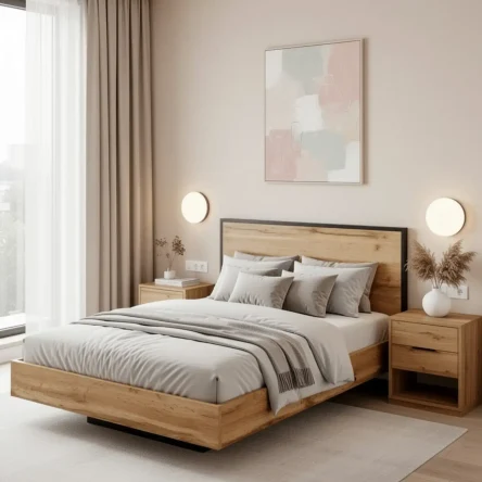 Кровать Лофт двуспальная 140х200, Дуб вотан