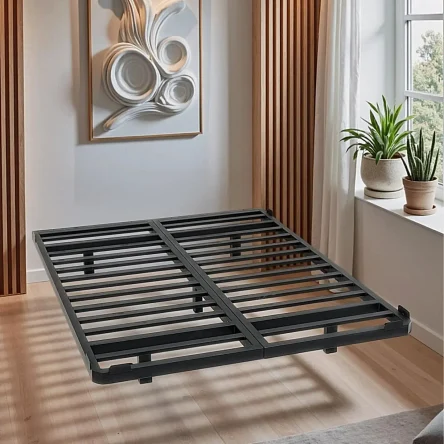 Кровать парящая 180х200 металлическая, двуспальная, без изголовья, черная