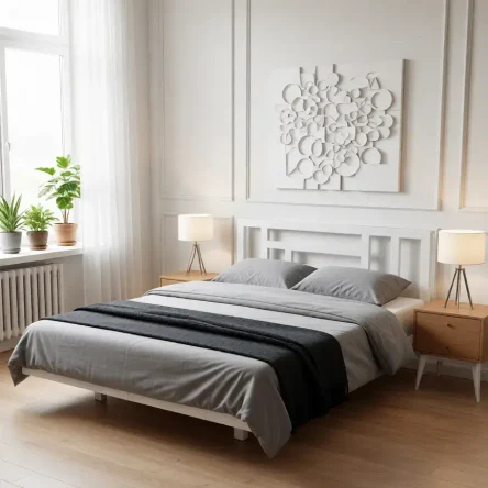 Кровать парящая металлическая 120х200 двуспальная, белая