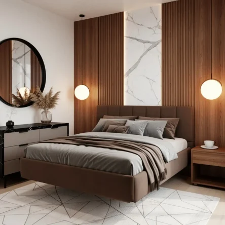 Парящая двуспальная кровать 160x200 см с изголовьем "Лепестки", БЕЗ КРЕПЛЕНИЯ К СТЕНЕ, на металлокаркасе