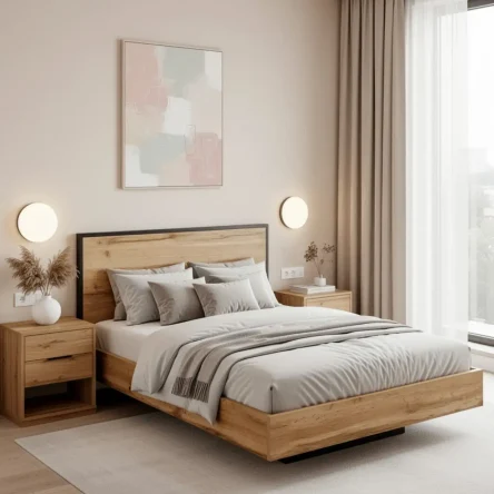 Кровать Лофт двуспальная 120х200, Дуб вотан